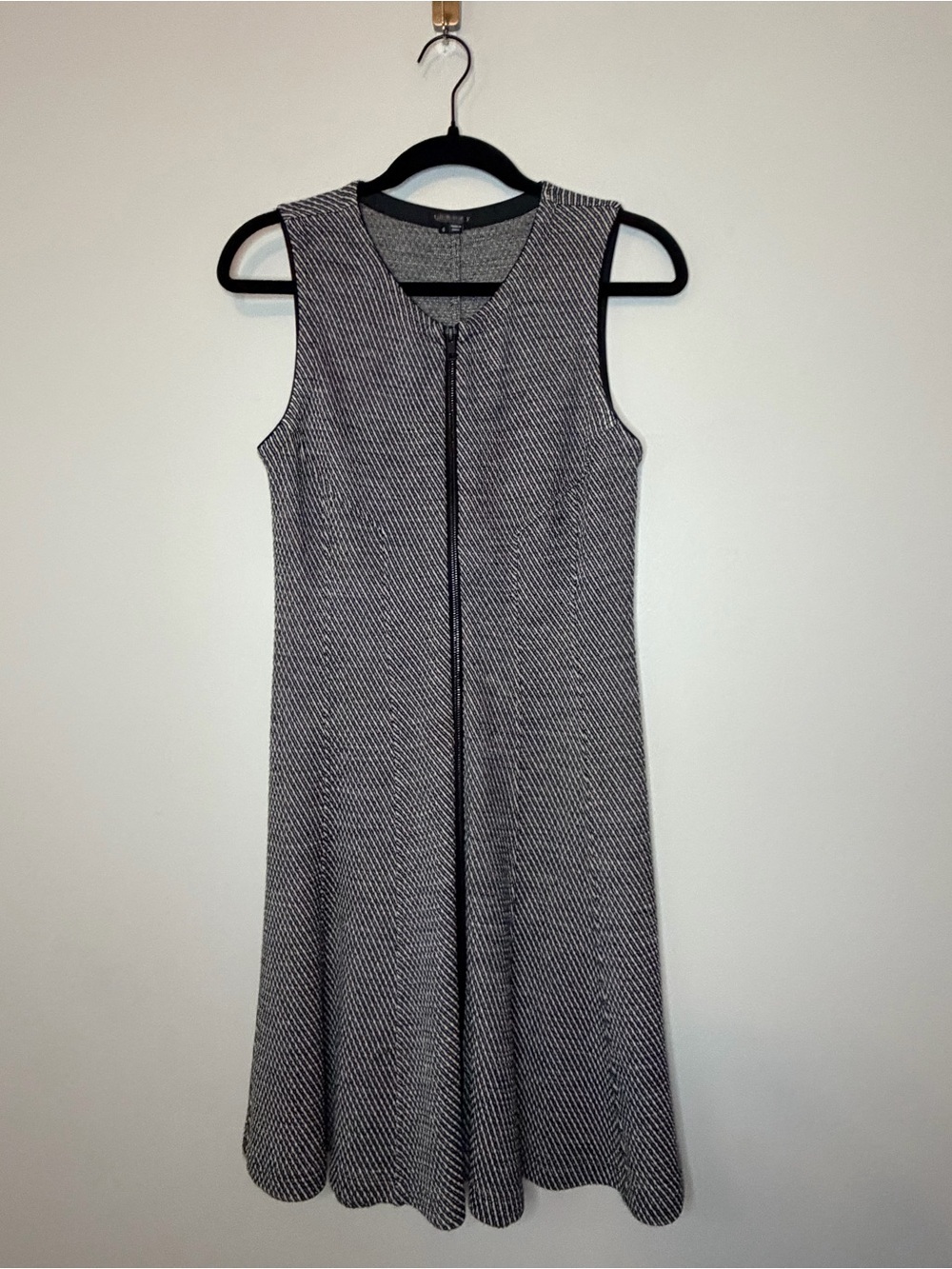 Theory Bonbi Wool Blend zip Front Fit Flare Tweed Dress Size 6